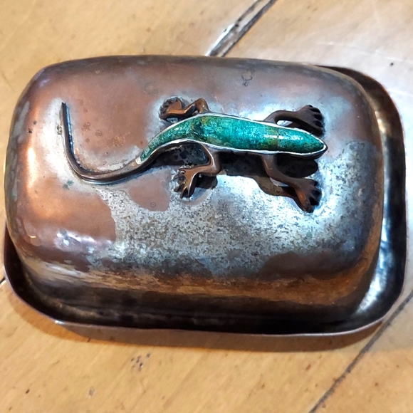 Emilia Castillo Other - Emilia Castillo Sterling covered Dish with a turquoise lizard. Stamped. Mexican.